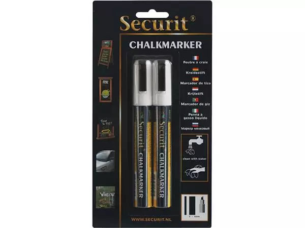 Krijtstift Securit SMA-510 schuin wit 2-6mm blister à 2st