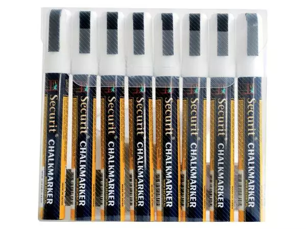 Een Krijtstift Securit SMA-510 schuin wit 2-6mm blister à 8st koop je bij Van Leeuwen Boeken- en kantoorartikelen