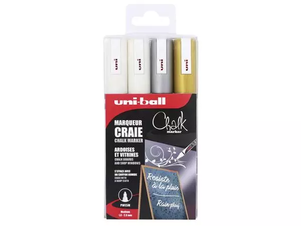 Een Krijtstift Uni-ball chalk rond 1.8-2.5mm assorti set à 4 stuks koop je bij EconOffice