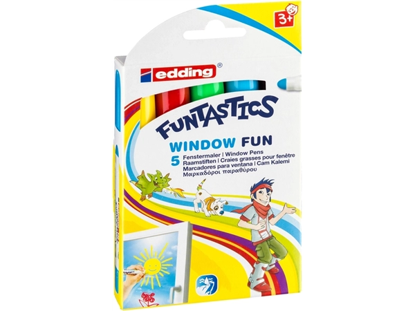 Een Krijtstift edding 16-5 Funtastics window fun assorti doos à 5stuks koop je bij Tonerinktshop