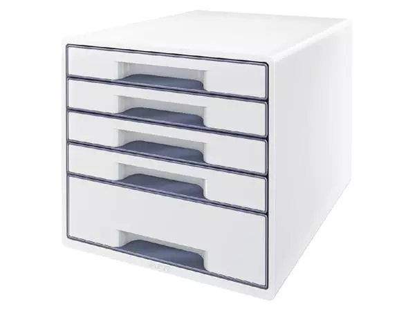 Een Ladenblok Leitz Wow Cube A4 maxi 5 laden wit/grijs koop je bij Kantoorvakhandel van der Heijde