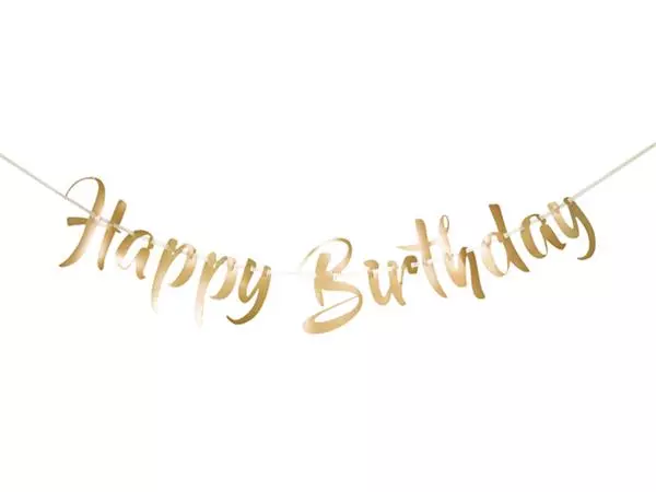 Letterslinger Happy Birthday goud