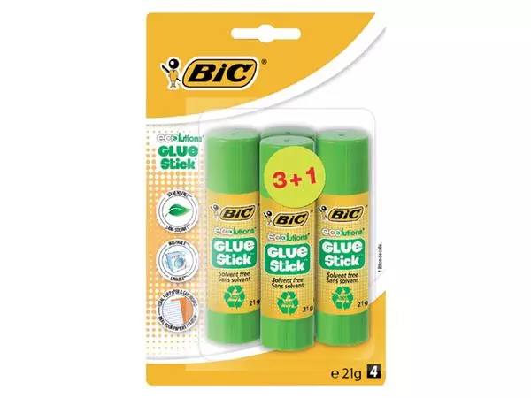 Een Lijmstift Bic Ecolutions 21gr blister à 3+1 gratis koop je bij EconOffice