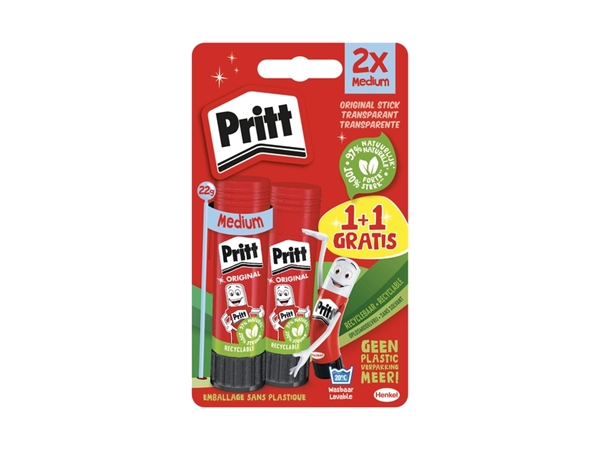 Een Lijmstift Pritt Stick Original 22gr blister à 1 + 1 stuk gratis Promo koop je bij MV Kantoortechniek B.V.