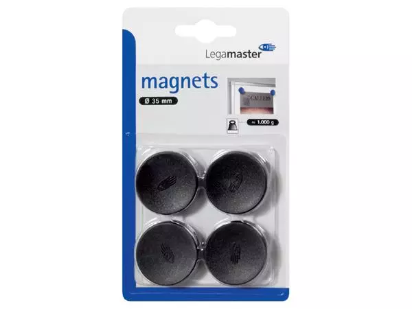 Een Magneet Legamaster 35mm 1000gr zwart 4stuks koop je bij EconOffice