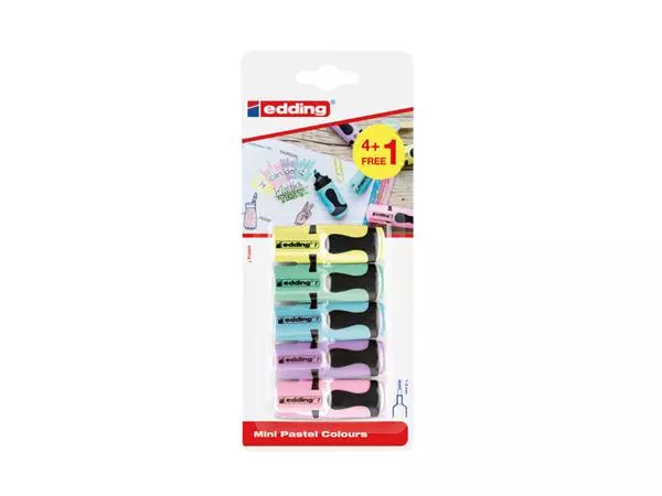 Een Markeerstift edding 7 mini 1-3mm pastel assorti blister à 4+1 stuk gratis koop je bij EconOffice