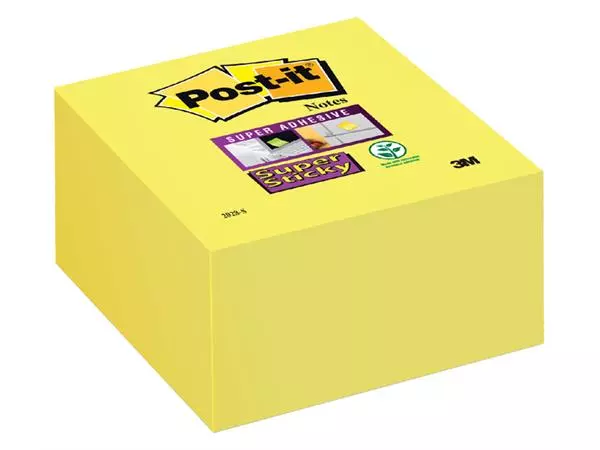 Een Memoblok Post-it 2028 Super Sticky 76x76mm kubus neon geel koop je bij Van Hoye Kantoor BV