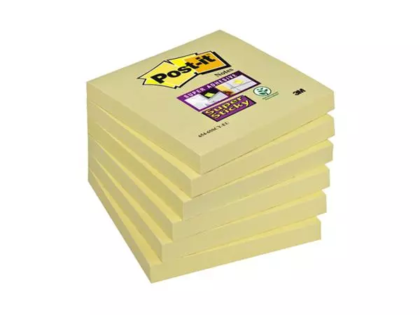 Een Memoblok Post-it 654 Super Sticky 76x76mm geel koop je bij Van Hoye Kantoor BV