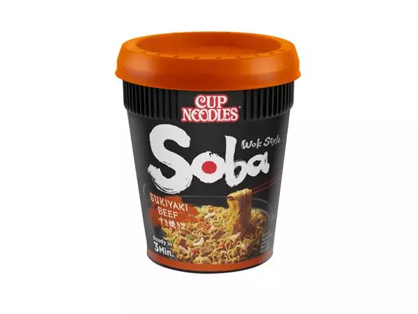 Een Noodles Nissin Soba sukiyaki beef cup koop je bij Van Leeuwen Boeken- en kantoorartikelen