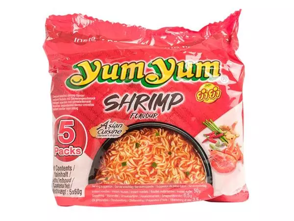 Noodles Yum Yum garnaal bami 5-pack 5x60gr