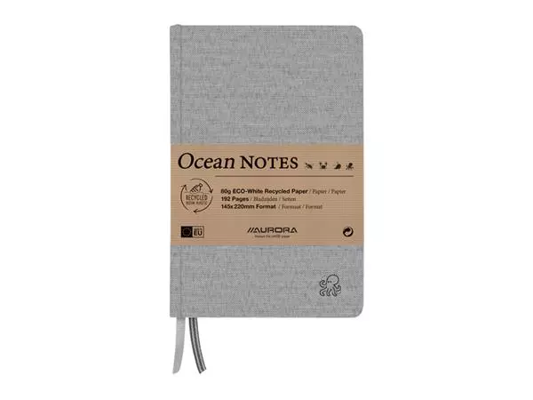 Een Notitieboek Aurora Ocean A5 192blz lijn 80gr linnenstructuur kaft grijs koop je bij EconOffice