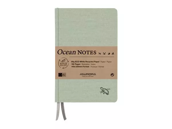 Een Notitieboek Aurora Ocean A5 192blz lijn 80gr linnenstructuur kaft groen koop je bij KantoorProfi België BV