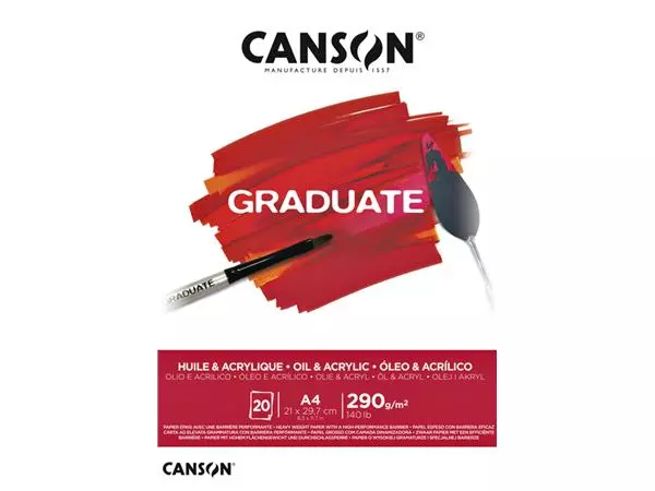Een Olie Acrylblok Canson Graduate A4 290gr 20vel koop je bij Van Hoye Kantoor BV