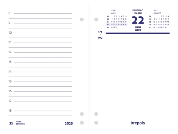 Een Omlegblok 2025 Brepols 1dag/2pagina's universele ponsing koop je bij NiceSupplies.nl