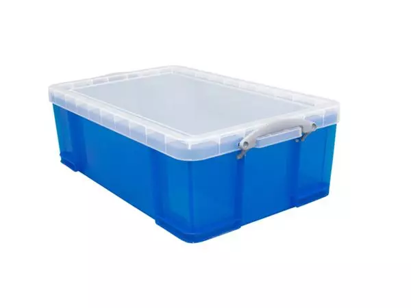 Een Opbergbox Really Useful 50 liter 710x440x230mm transparant blauw koop je bij Totaal Kantoor Goeree