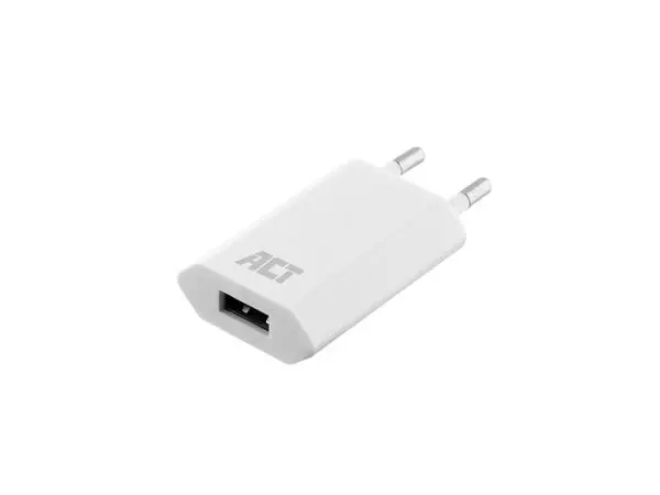 Een Oplader ACT USB 1A 5W wit koop je bij Goedkope Kantoorbenodigdheden