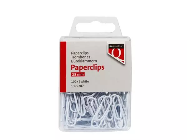 Een Paperclip Quantore 28mm 100 stuks wit koop je bij Goedkope Kantoorbenodigdheden