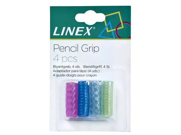Een Grip voor pen- en potlood Linex assorti pak à 4 stuks koop je bij MV Kantoortechniek B.V.