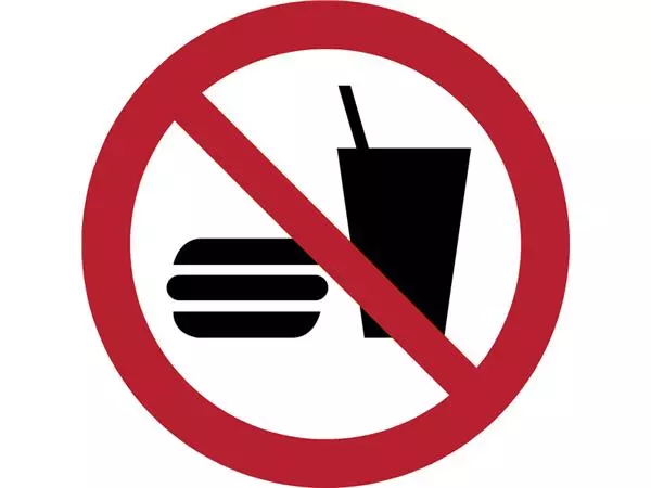 Een Pictogram Tarifold eten en drinken niet toegestaan ø200mm koop je bij Van Hoye Kantoor BV