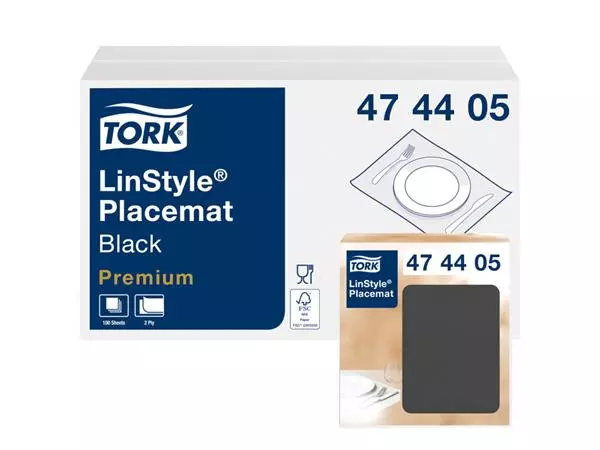 Placemats Tork LinStyle® 39x30cm 100st zwart 474405