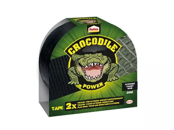 Een Plakband Pattex Crocodile Power Tape 50mmx20m zwart koop je bij Van Leeuwen Boeken- en kantoorartikelen