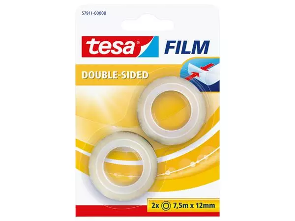 Tape tesafilm® dubbelzijdig 7.5mx12mm transparant 2 rollen