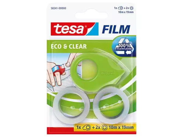 Plakbandhouder tesafilm® ecoLogo® mini incl, plakband eco + clear 10mx19mm lichtgroen