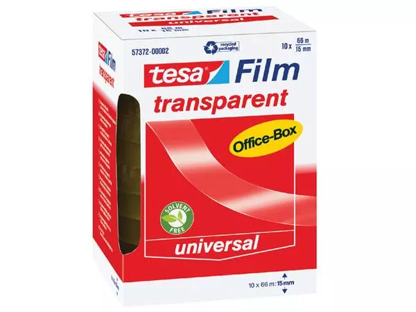 Een Plakband tesafilm® 66mx15mm transparant koop je bij Totaal Kantoor Goeree