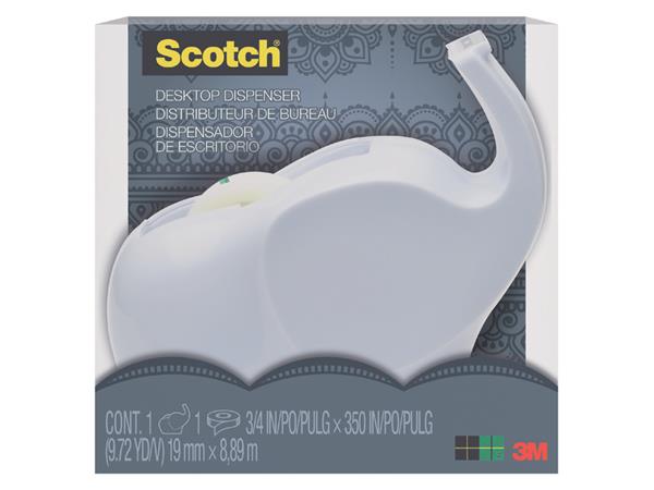 Een Plakbandhouder Scotch C43 olifant wit + 1rol magic tape 19mmx8.89m koop je bij EconOffice