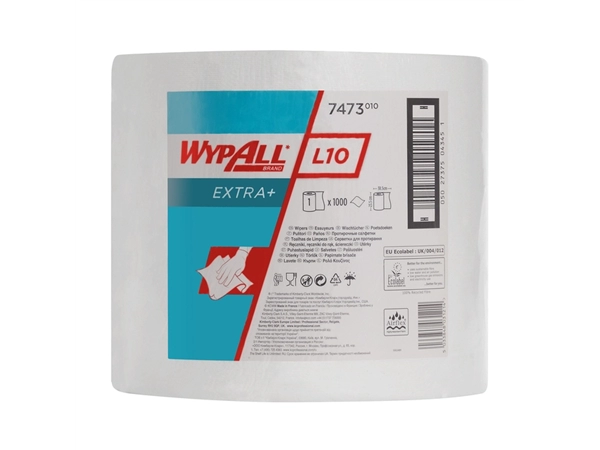 Een Poetsrol WypAll L10 EXTRA 1-laags 23,5cmx380m 1000vel wit 7473 koop je bij QuickOffice BV