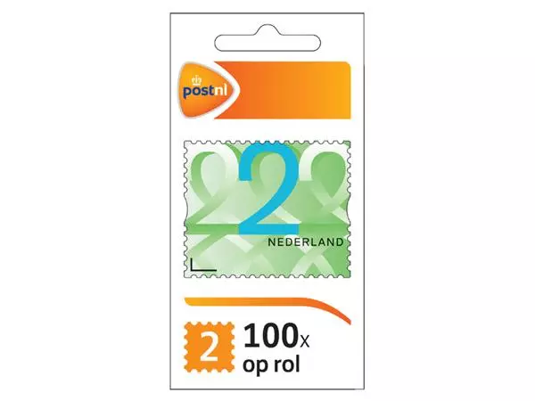 Een Postzegel Nederland Waarde 2 zelfklevend rol à 100 stuks koop je bij Van Hoye Kantoor BV