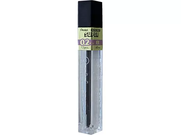 Een Potloodstift Pentel B 0.2mm zwart koker à 12 stuks koop je bij KantoorProfi België BV