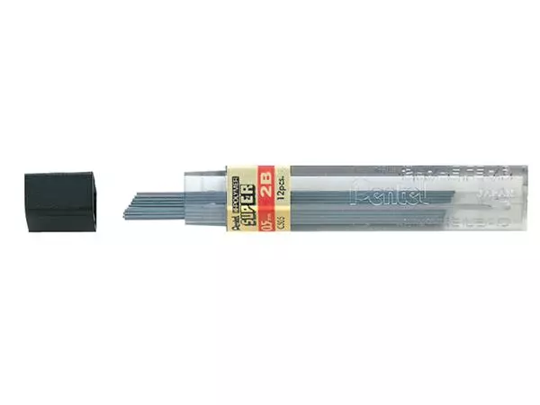 Een Potloodstift Pentel 2B 0.5mm zwart koker à 12 stuks koop je bij Van Hoye Kantoor BV
