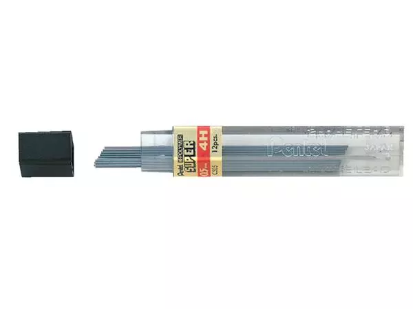 Potloodstift Pentel 4H 0.5mm zwart koker à 12 stuks