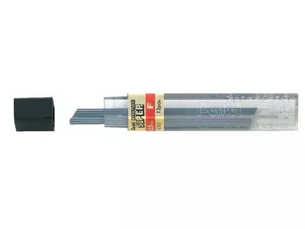 Een Potloodstift Pentel F 0.5mm zwart koker à 12 stuks koop je bij Van Hoye Kantoor BV