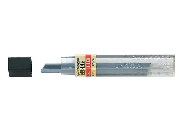 Een Potloodstift Pentel HB 0.5mm zwart koker à 12 stuks koop je bij Totaal Kantoor Goeree