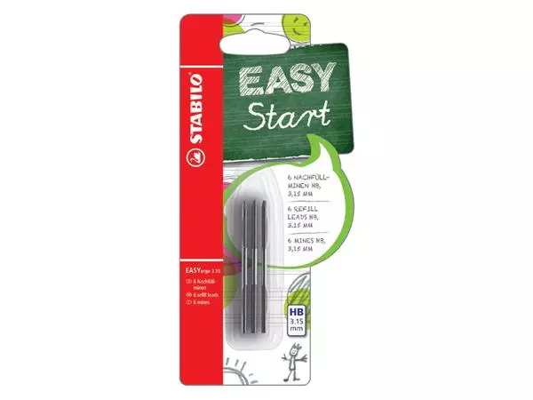 Potloodstift STABILO Easyergo refills 3.15mm blister à 6 stuks
