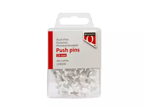 Een Push pins Quantore 40 stuks wit koop je bij Kantoorvakhandel van der Heijde