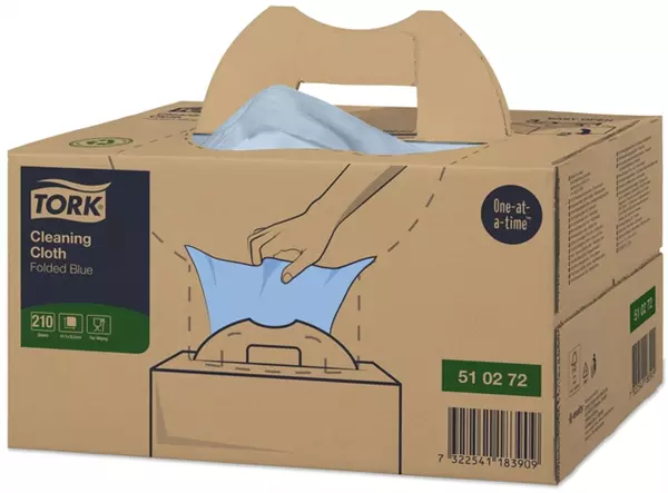 Een Reinigingsdoek Tork Cleaning W7 Handy Box 210 doeken blauw 510272 koop je bij Goedkope Kantoorbenodigdheden