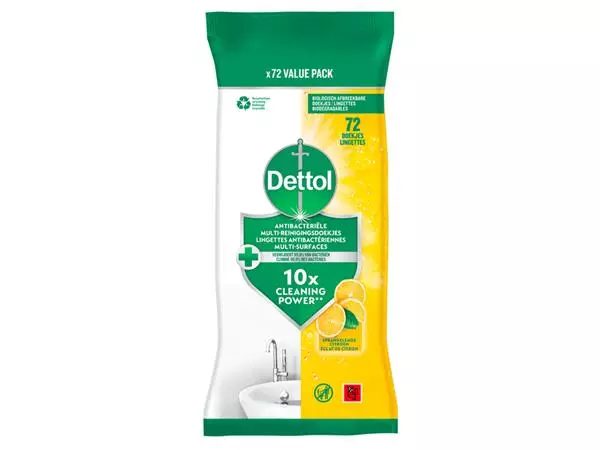 Een Reinigingsdoekjes Dettol antibacterieël Citrus 72st koop je bij KantoorProfi België BV