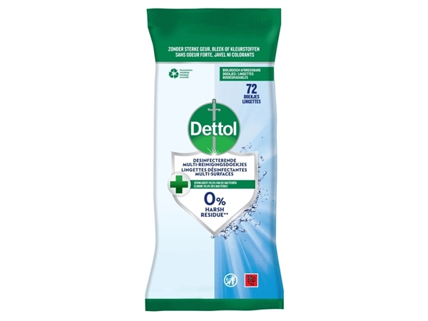 Een Reinigingsdoekjes Dettol antibacterieël Cleanser 72stuks koop je bij MV Kantoortechniek B.V.