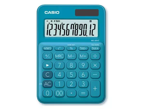Een Rekenmachine Casio MS-20UC blauw koop je bij Totaal Kantoor Goeree