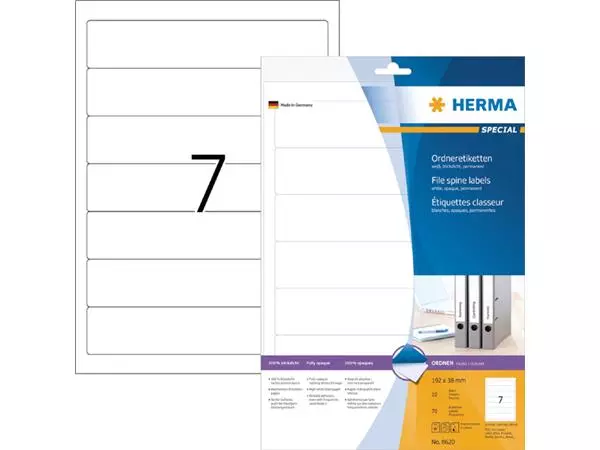 Rugetiket HERMA 8620 smal 38x192mm zelfklevend wit