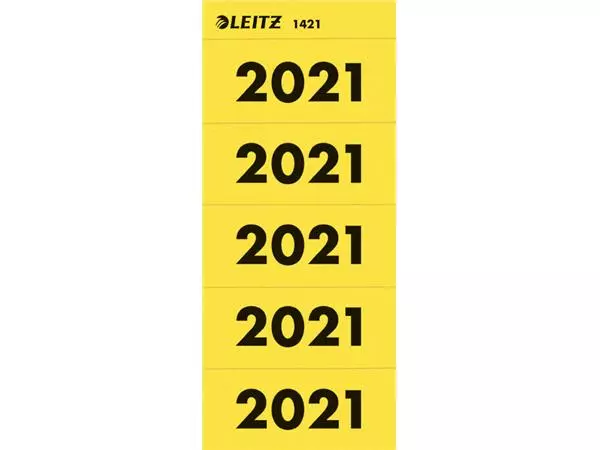 Een Rugetiket Leitz jaartal 2021 80mm geel koop je bij KantoorProfi België BV