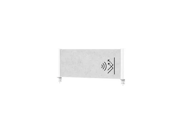 Een Scheidingswand MAUL akoestiek 120x50 lichtgrijs wit frame tafelklem koop je bij Van Leeuwen Boeken- en kantoorartikelen