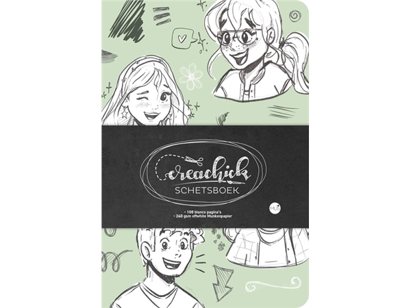 Een Carnet de croquis CreaChick Sage Green 14,5x21cm240g 64 feuilles koop je bij QuickOffice BV