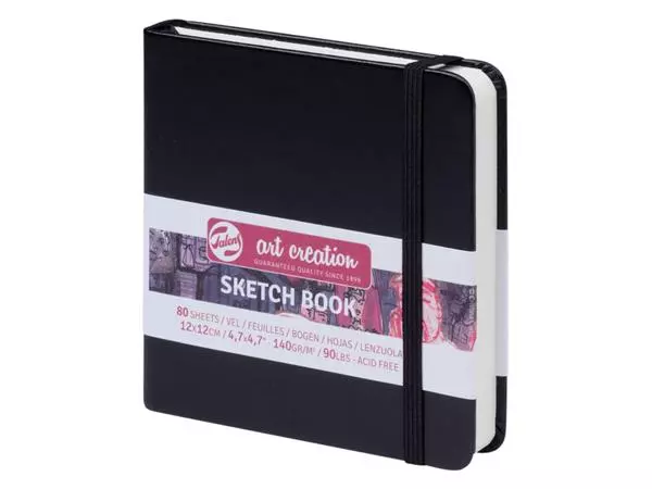 Schetsboek Talens Art Creation zwart 12x12cm 140gr 80vel