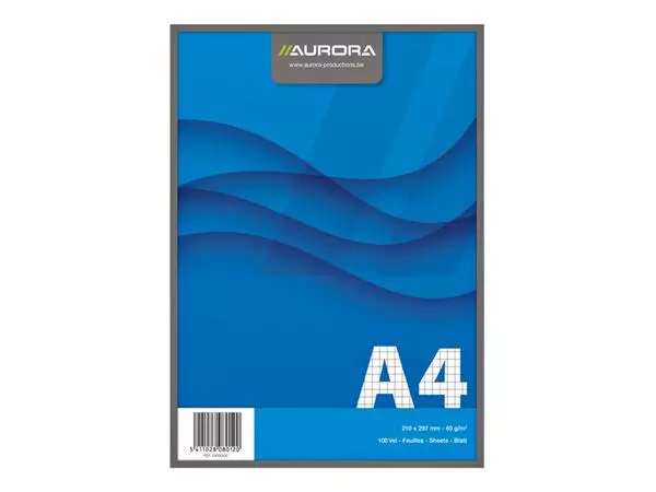 Een Schrijfblok Aurora A4 ruit 5x5mm 100 vel 60gr blauw koop je bij Van Leeuwen Boeken- en kantoorartikelen