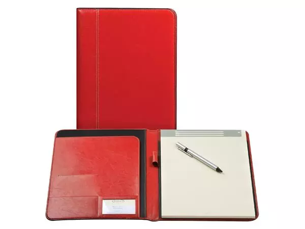 Een Schrijfmap Brepols Palermo A4 inclusief schrijfblok rood koop je bij Totaal Kantoor Goeree