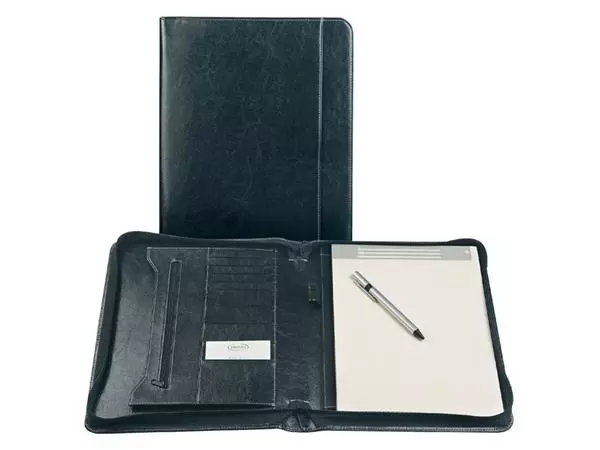 Een Schrijfmap Brepols Palermo luxe A4 met rits inclusief schrijfblok zwart koop je bij Van Leeuwen Boeken- en kantoorartikelen